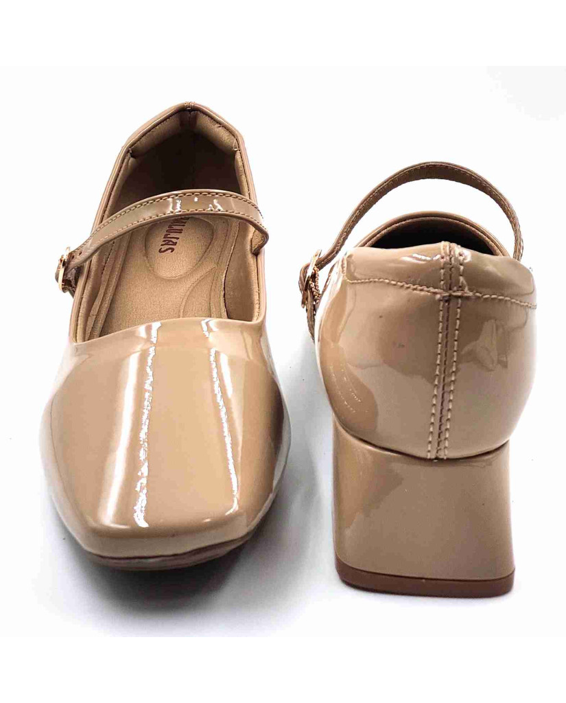 H-13 STRAP Balujas Women Beige Block Heel Belly
