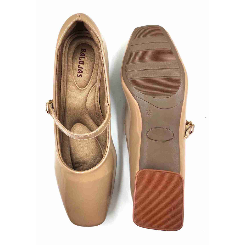 H-13 STRAP Balujas Women Beige Block Heel Belly