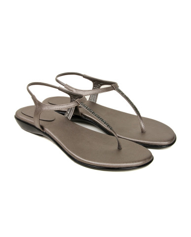 CR-702 : Balujas Flat Gunmetal Ladies Sandal